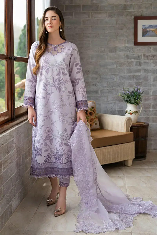 Khaadi-3Pc Lawn Heavy Embroidered Suit with Organza dupatta KD-416