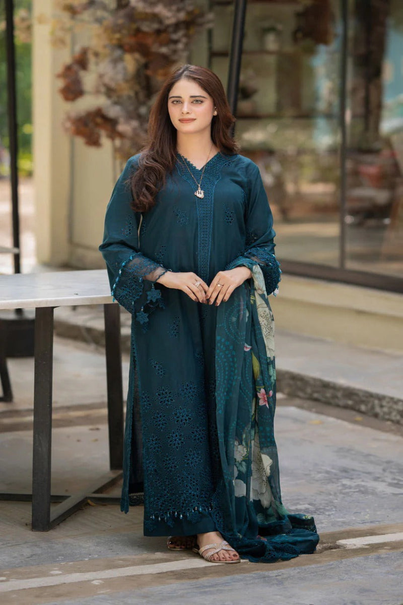 3Pc Lawn Chikankari Heavy Embroidered Suit 793