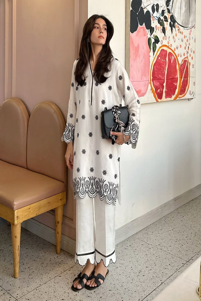 2 Pc Lawn Vintage Latest Design Embroidered  Suit