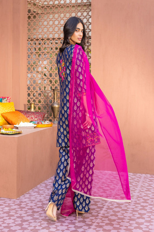 Maria B-3Pcs Lawn Print with Lawn Dupatta summer Collection Suit MB-609