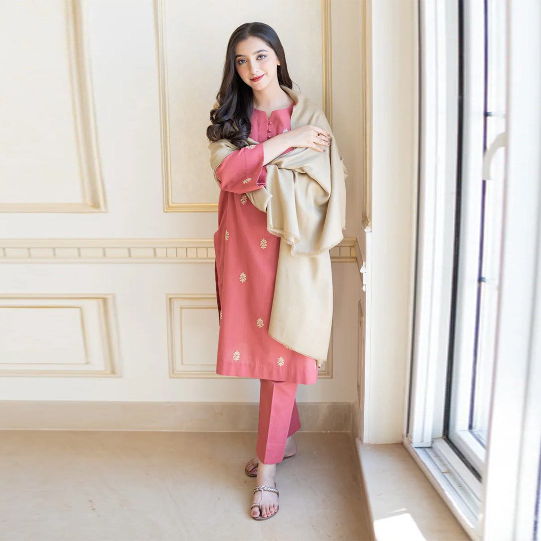 khaadi-3 pc Dhanak Embroidered Winter Collection