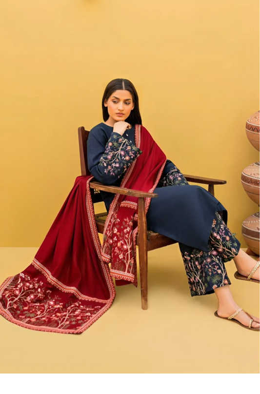 Zara shah-coco 3 Pc Embroidered Dhannak Suit winter Collection 102