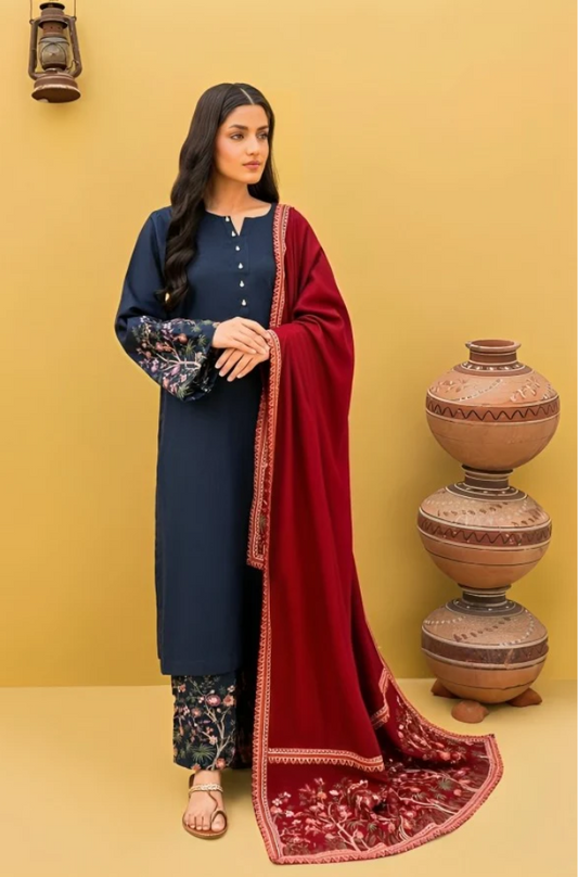 Zara shah-coco 3 Pc Embroidered Dhannak Suit winter Collection 102