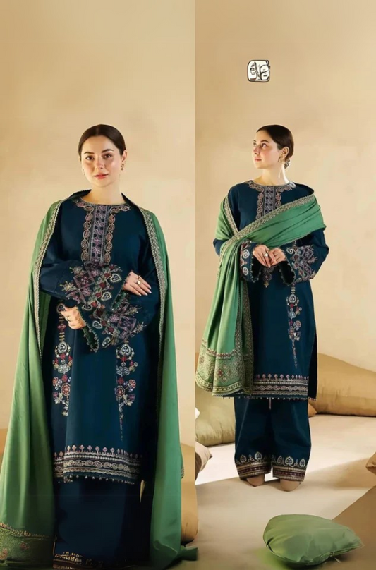 coco 3Pc Embroidered dhannak Suit winter Collection 83
