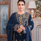 3Pcs Velvet Embroidered suit With Embroidered Organza Dupatta KA-041