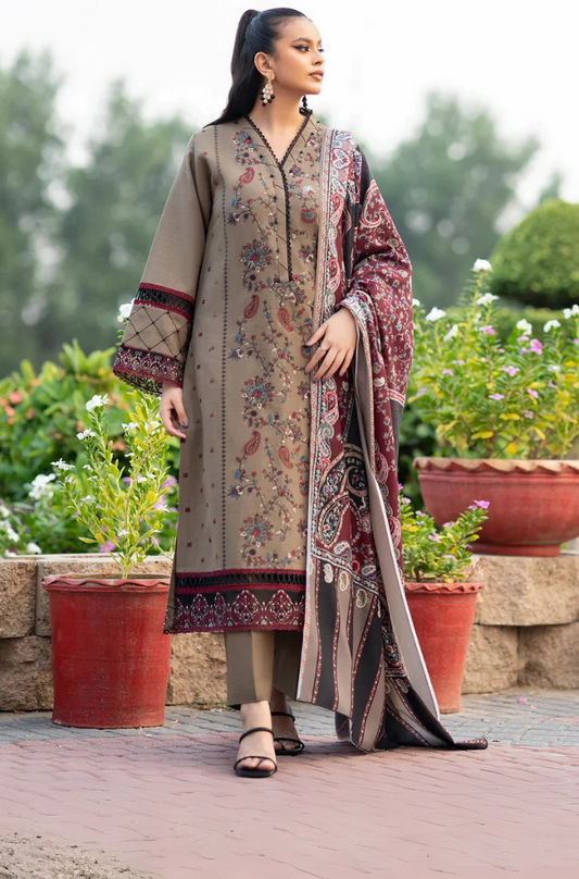 Zara shah-coco 3 Pc Embroidered Dhannak Suit winter Collection 104