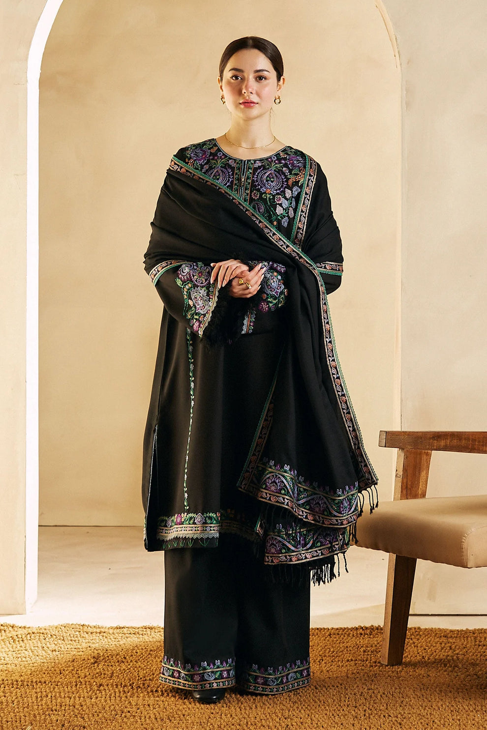 coco 3 Pc Embroidered dhannak Suit winter Collection 92