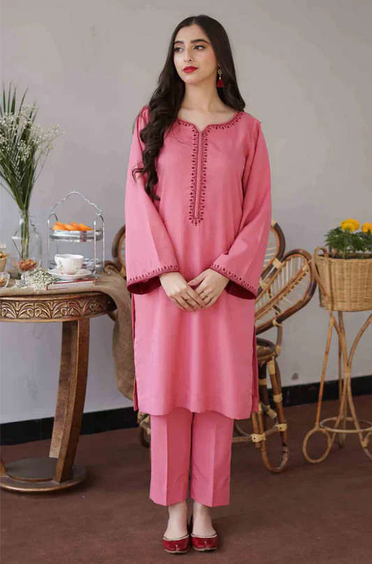 3Pc Embroidered dhannak Suit winter Collection 94