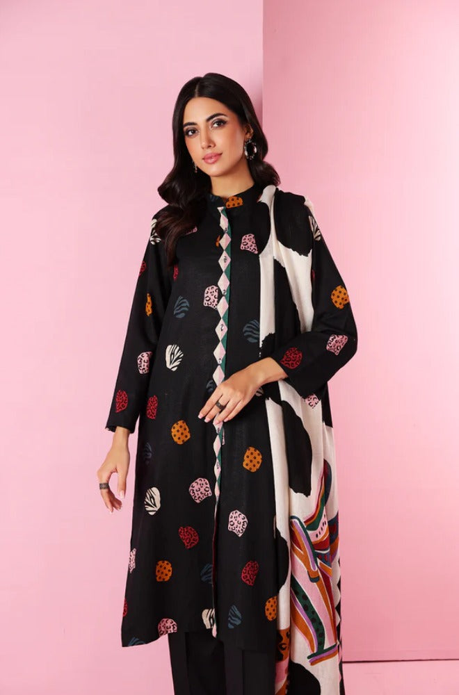 NISHAT 3 pc Dhanak Embroidered Winter Collection suit 6002