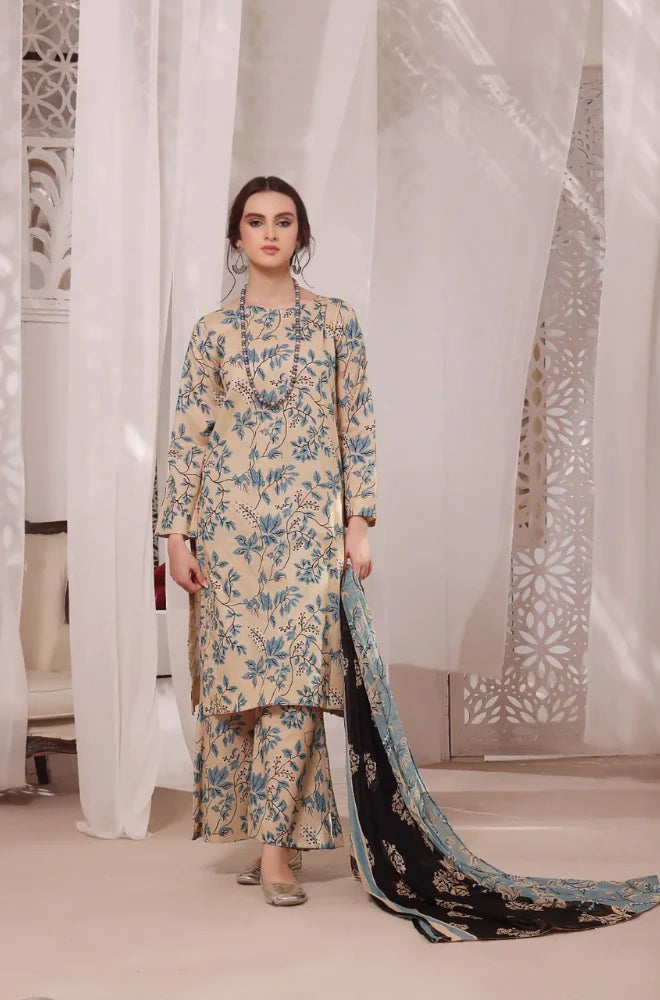 3Pc printed shamoz Silk Suit winter Collection 69