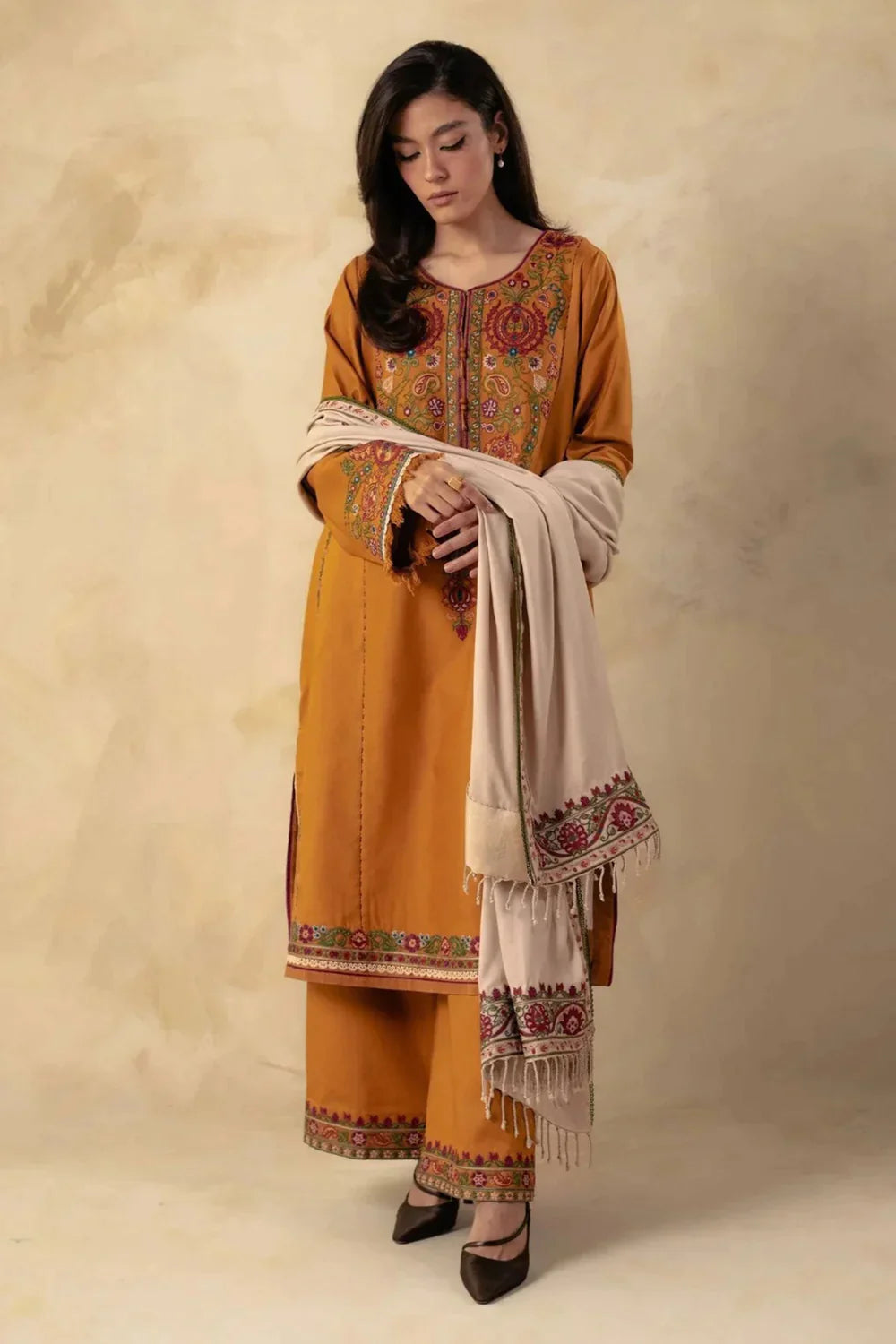 Zara shah-coco 3 Pc Embroidered dhannak Suit winter Collection 93