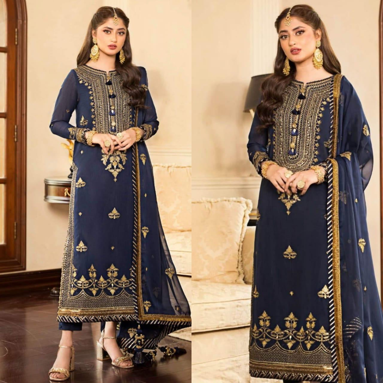 3 Pcs linen Embroidered winter Collection Suit