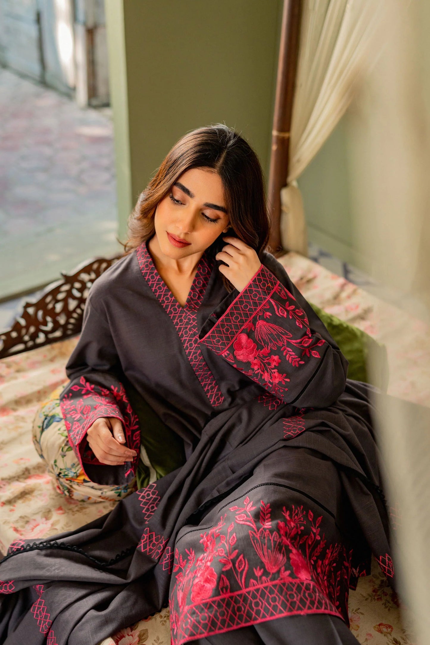 Zarashah-coco 3 Pc Embroidered dhannak Suit winter Collection 94