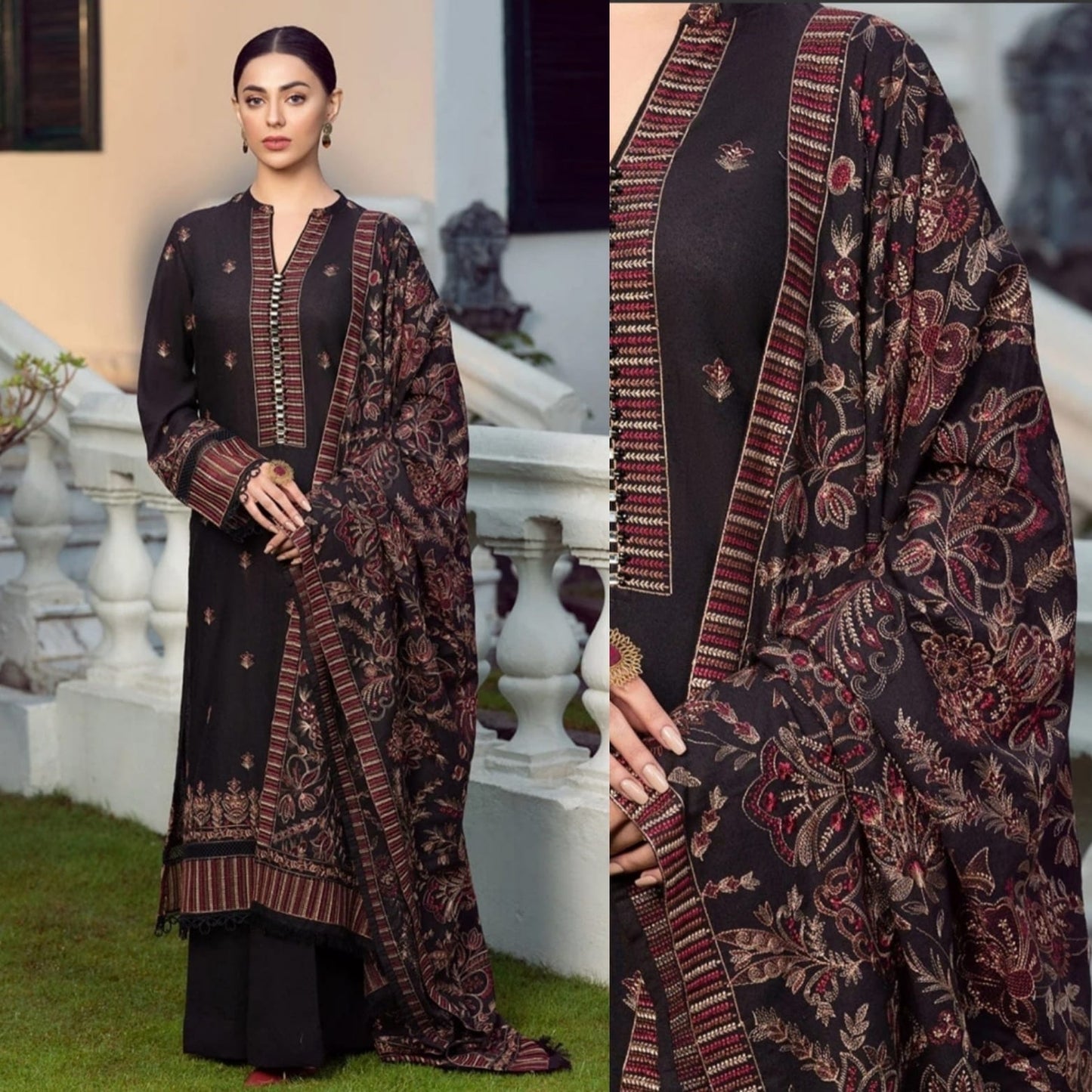 Bareeze- 3 Pcs linen Embroidered winter Collection Suit