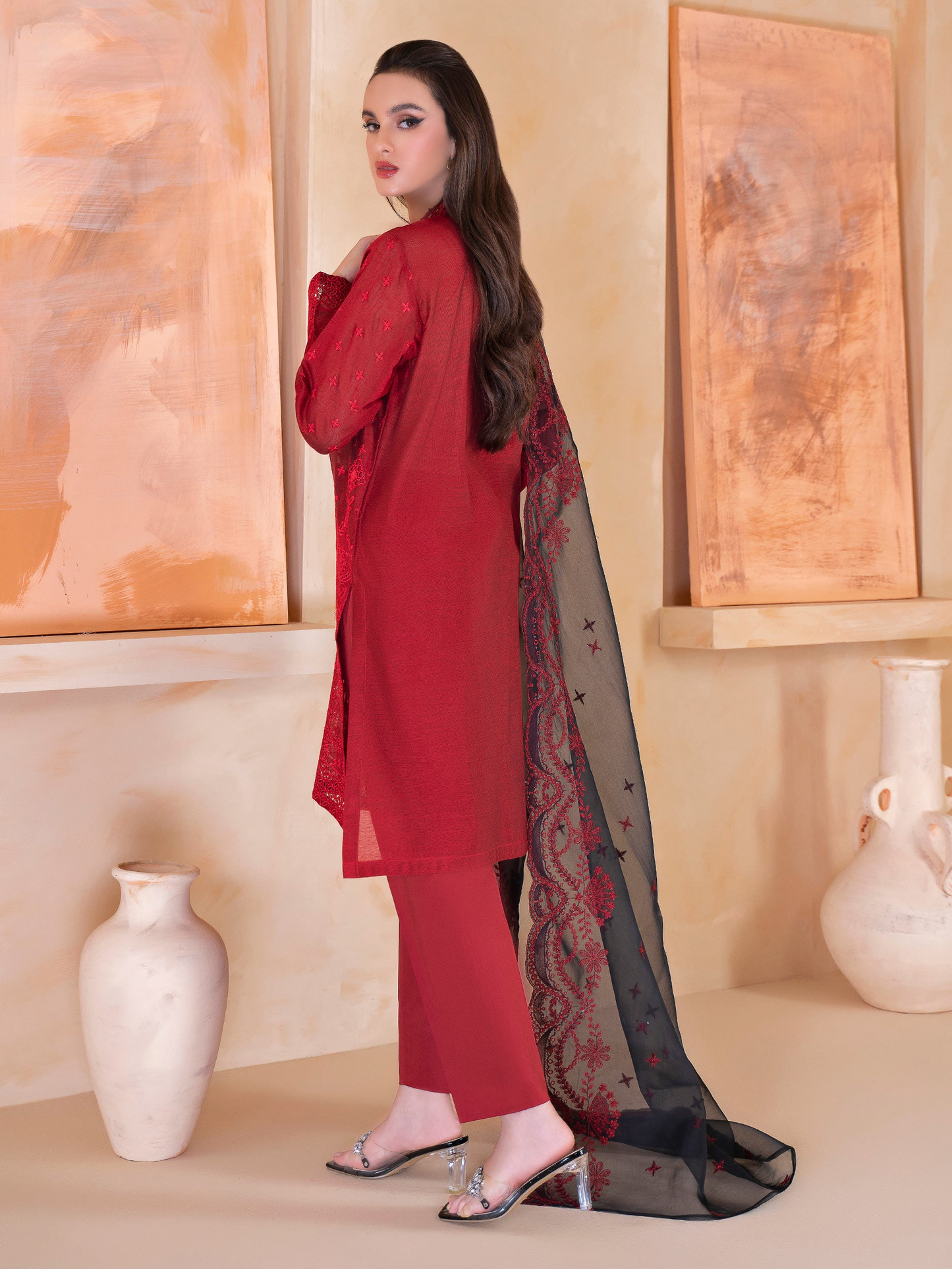 3Pc Embroidered Lawn Suit with Organza dupatta Summer Collection