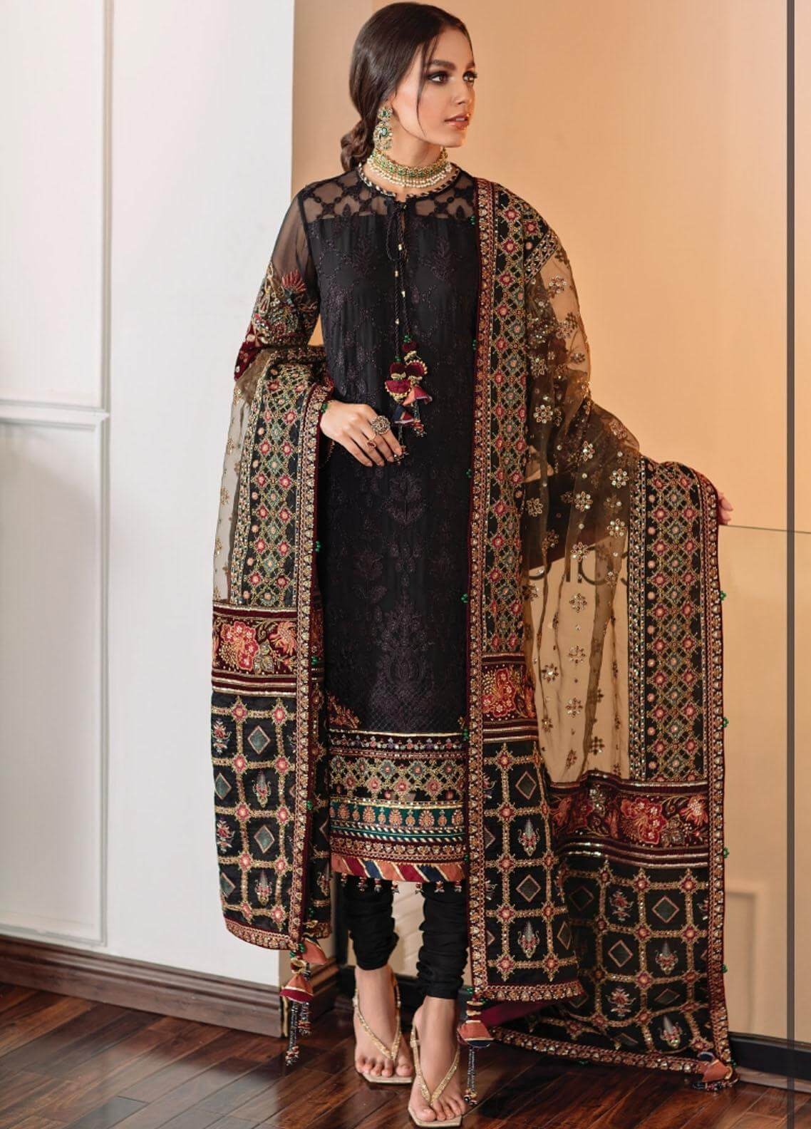 zaha -3Pc Lawn heavy Embroidery summer Collection Suit with organza dupatta