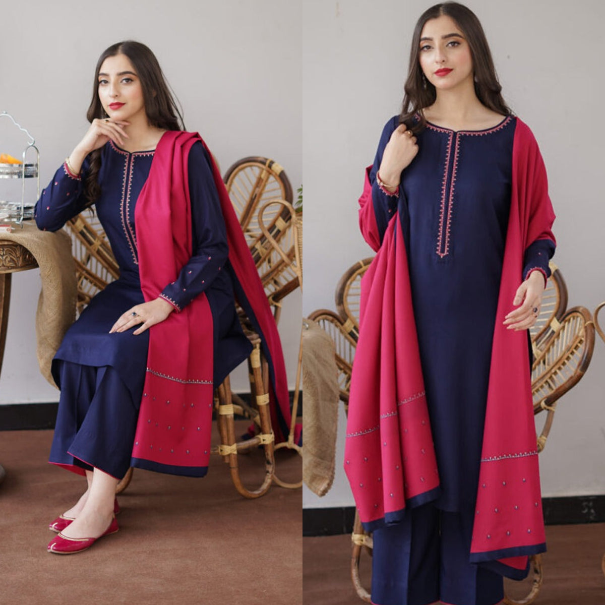 khaadi-3 pc Dhanak Embroidered Winter Collection