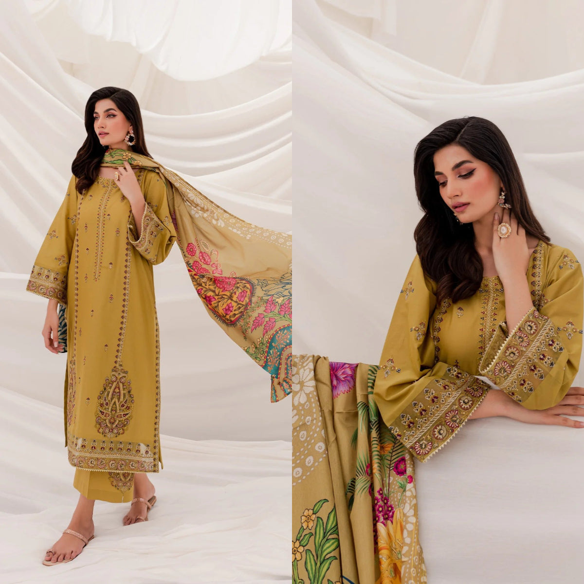 Mushq 3 pc dhannak Embroidered Winter Collection 588