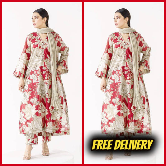 Baroque  -2 Pc Embroidered linen  Suit winter Collection