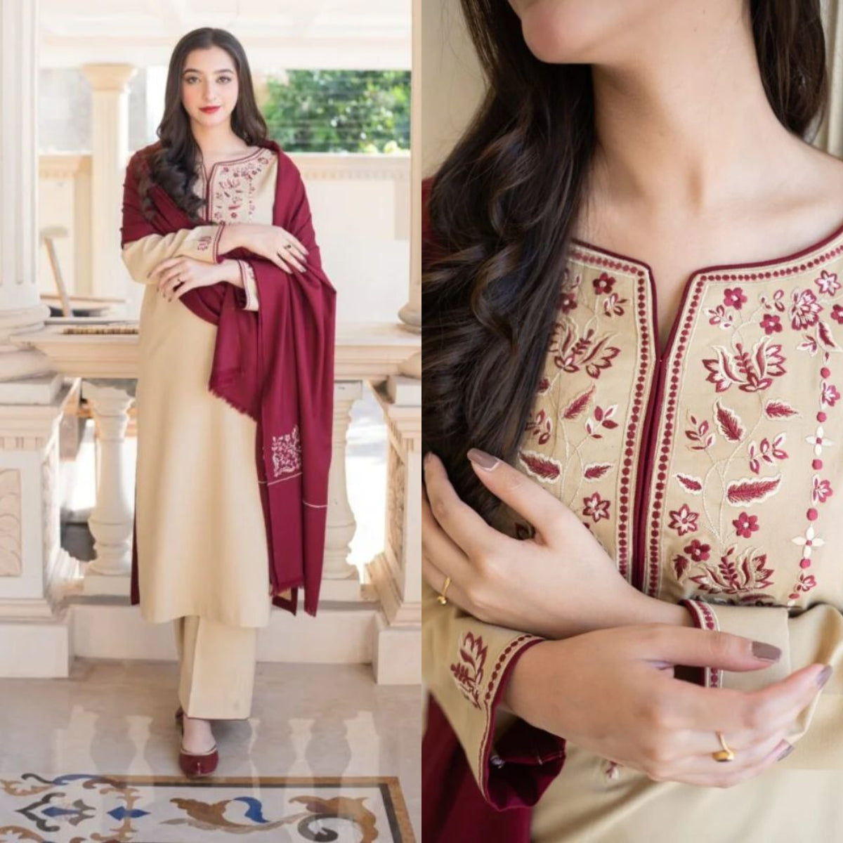 3Pc Embroidered dhannak Suit winter Collection 81