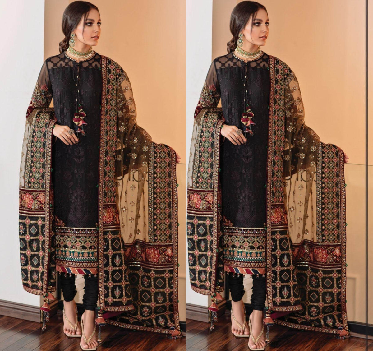 zaha -3Pc Lawn heavy Embroidery summer Collection Suit with organza dupatta