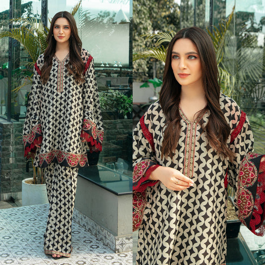 Blooming diagonal -2 Pc Lawn summer Collection printed Suit