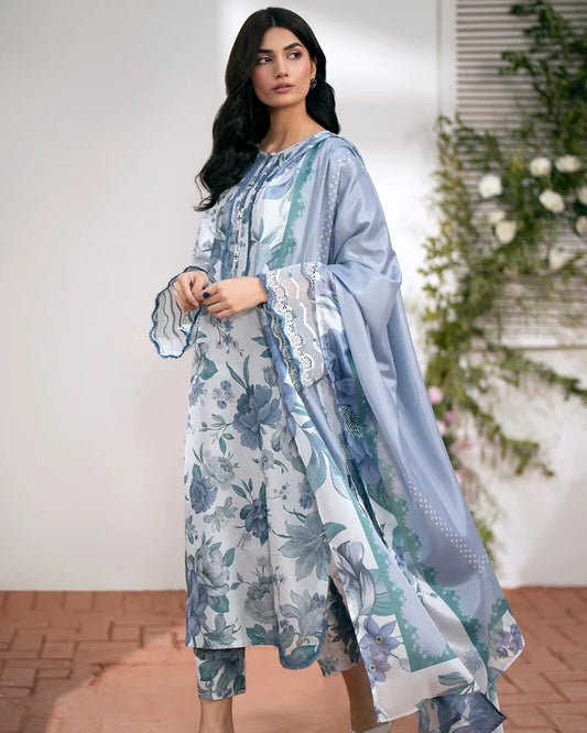 Sapphire-3Pcs Lawn Print with Lawn Dupatta summer Collection Suit BQ-45