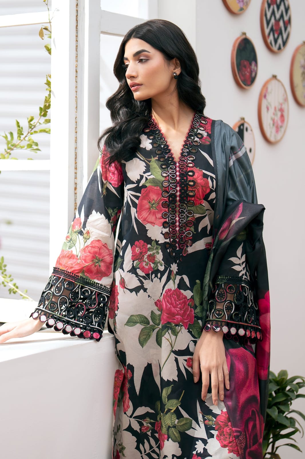 Sapphire-3Pcs Lawn Print with Lawn Dupatta summer Collection Suit BQ-42