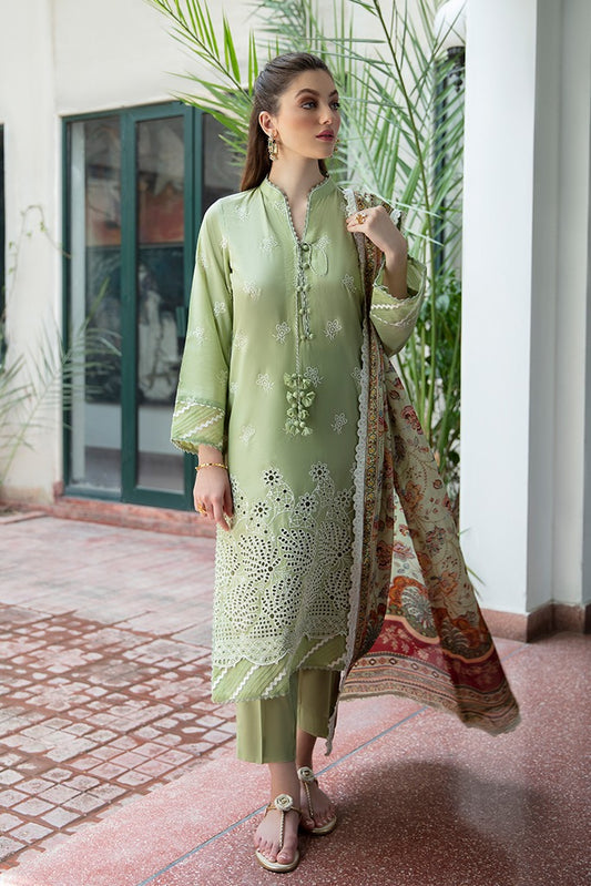 3Pc Embroidered Lawn Suit with Chiffon dupatta Summer Collection