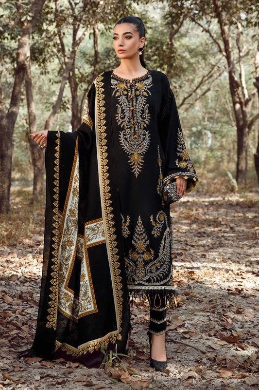 Qalamkar 3 pc Dhannak Embroidered Winter Collection suit 1728