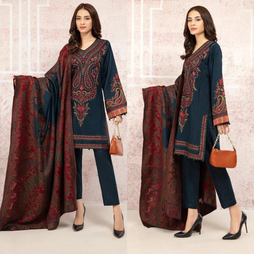 Sapphire 3Pc Embroidered khaddar Suit winter Collection 557