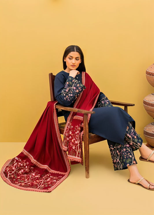 Zara shah-coco 3 Pc Embroidered Dhannak Suit winter Collection 102