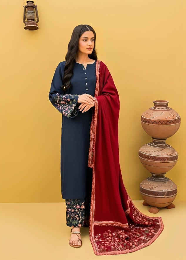 Zara shah-coco 3 Pc Embroidered Dhannak Suit winter Collection 102