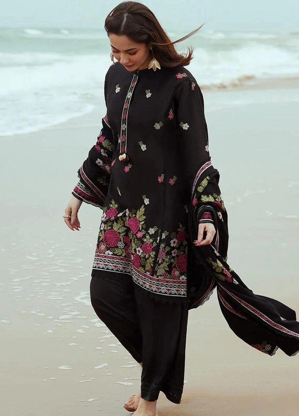 Bareezee-3  Pc Embroidered Dhank  Suit winter Collection