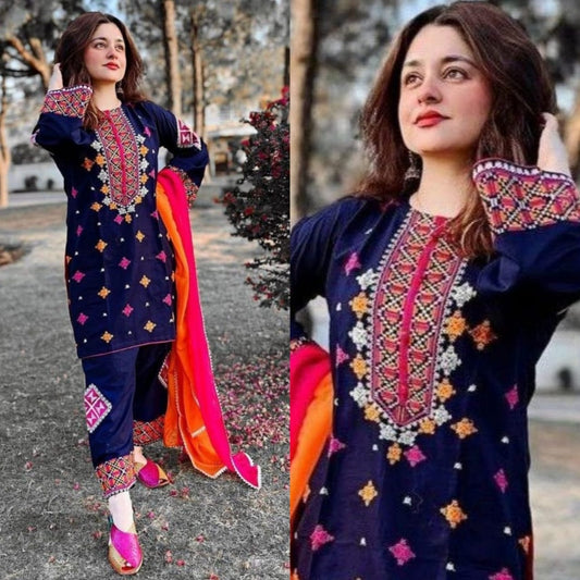 Zainab-3Pc embroidered linen  Suit winter Collection