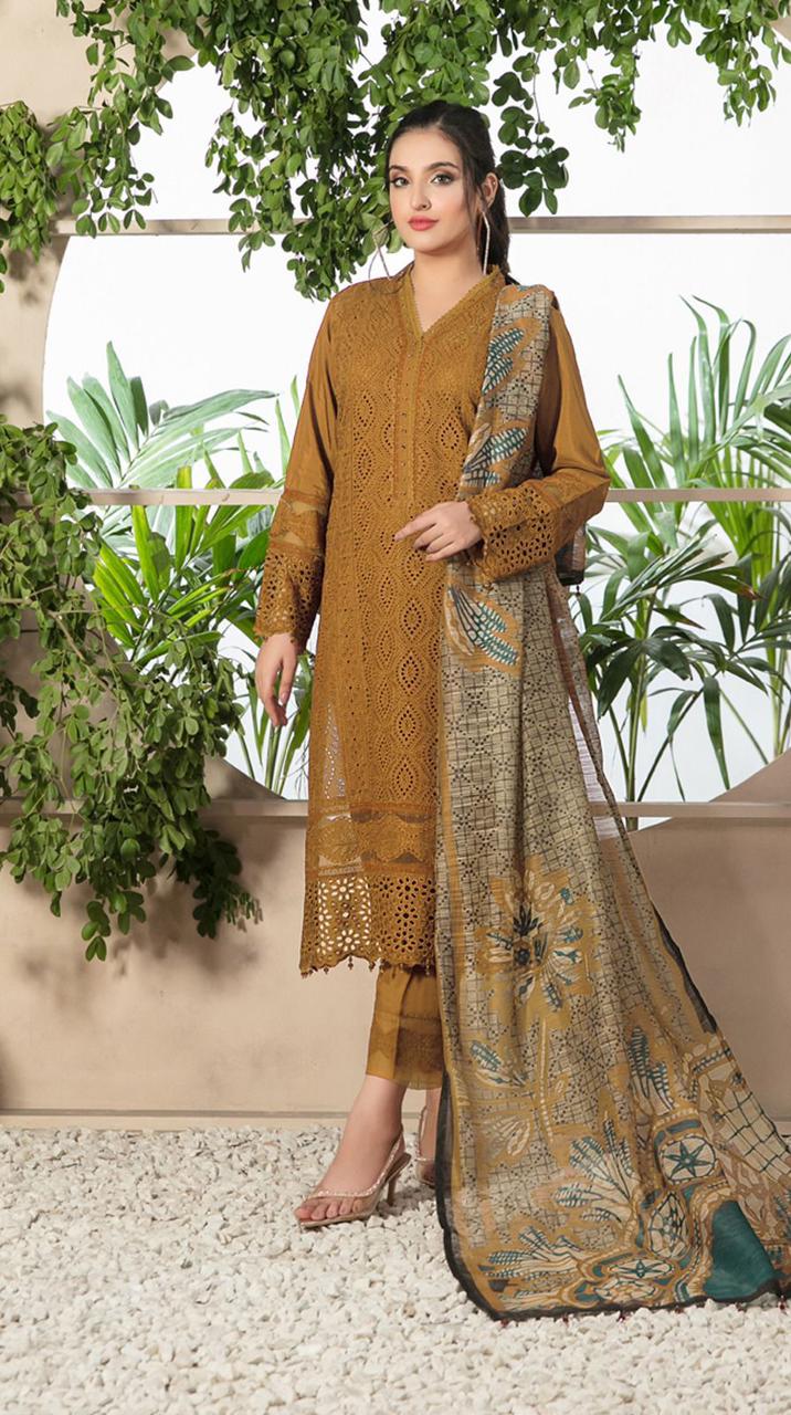 3 Pcs Embroidered Chikankari Lawn Summer Collection