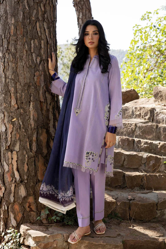 3Pcs Dhannak embroidered suit with Pashmina shawl Winter collection 809