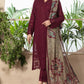 3Pcs Dhannak embroidered suit with Paper cotton shawl Winter collection 799