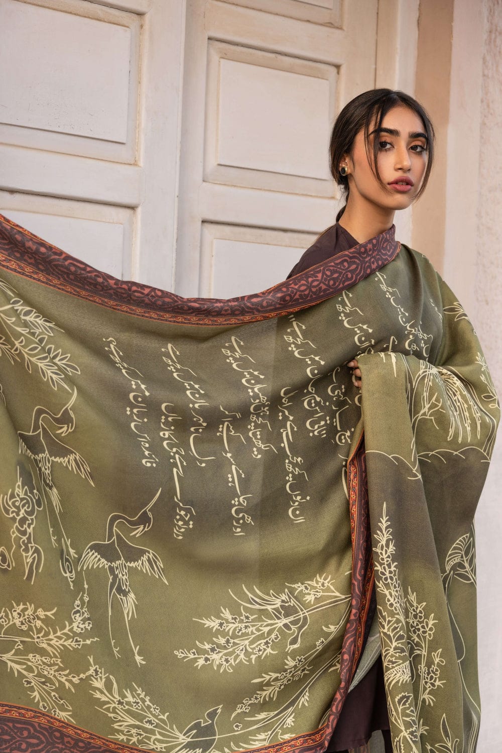 3Pcs Dhanak Embroidered suit with pashmina shawl Winter Collection -115