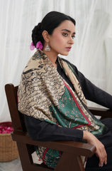 3Pcs Dhanak Embroidered suit with pashmina shawl Winter Collection -116