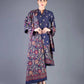 3Pcs Dhannak heavy embroidered suit with dhannak Shawl Winter collection 538