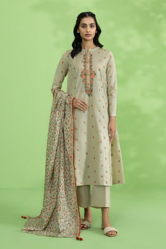 3 Pcs Dhanak Embroidered suit with pashmina shawl Winter Collection 811