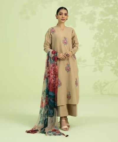 3pc dhannak Embroidered suit with pashmina shawl winter Collection Suit 806