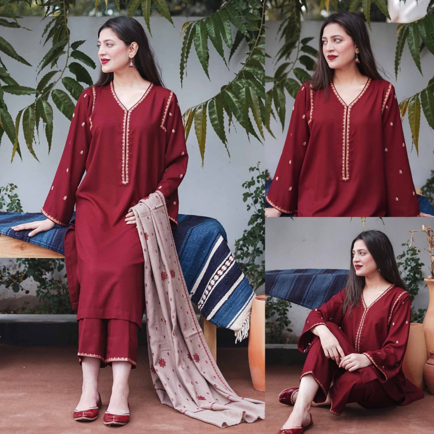 3 Pcs Dhannak Embroiderd winter Collection Suit