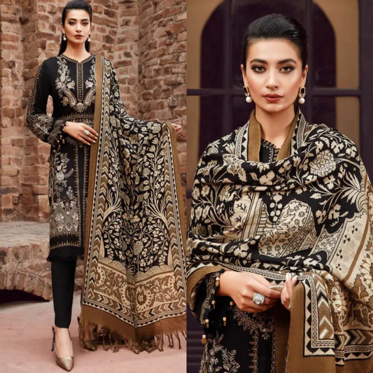 3 Pcs Dhannak Embroiderd winter Collection Suit