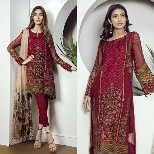 Sapphire-3 Pcs linen Embroidered winter Collection Suit