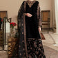 3Pcs velvet embroidered with organza shawl Winter collection