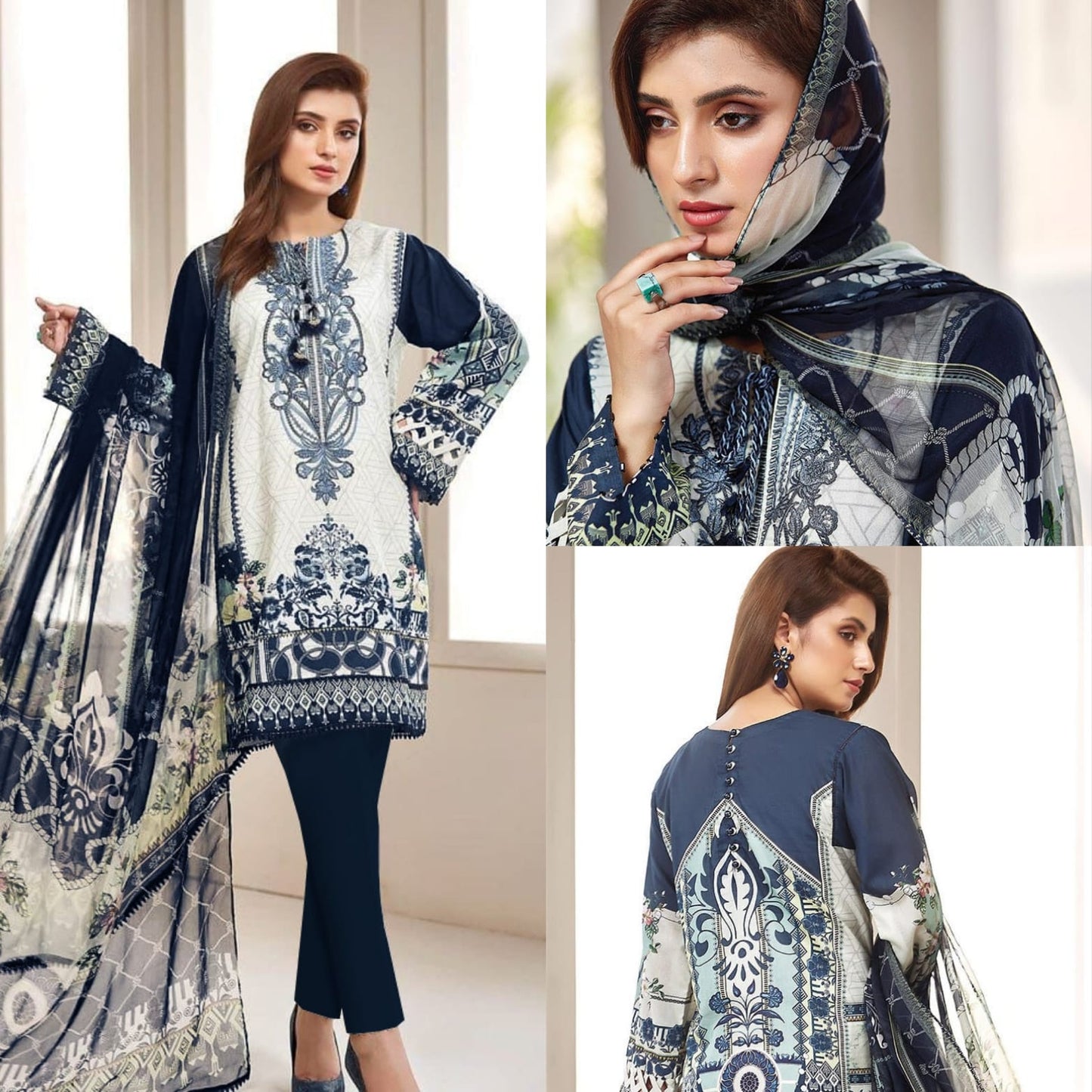 3 Pc Lawn Digital print Suit with Chiffon Dupatta