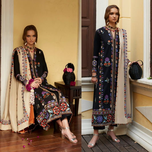 3Pc Lawn Embroidered summer Collection Suit with Bamber chiffon Duppatta 576