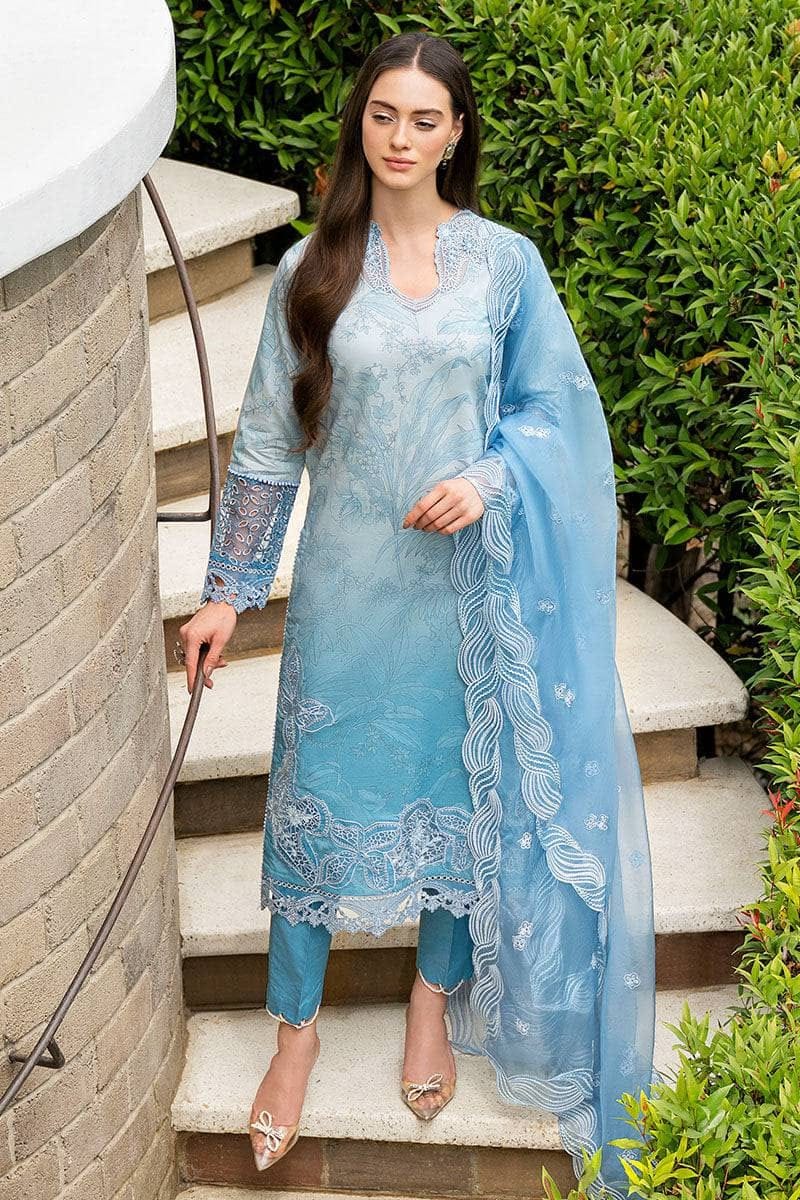 Khaadi-3Pc Lawn Heavy Embroidered Suit with Organza dupatta KD-415